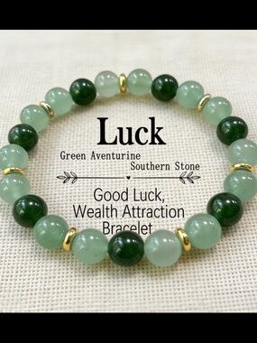 Affordable Fashion Finds Green Aventurine & Gold Bead Bracelet